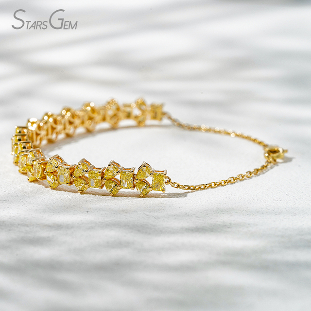 2.5×3.5mm Radiant Cut & Pear Cut Yellow Lab Grown Diamond 18K Yellow Gold Diamond Bracelet