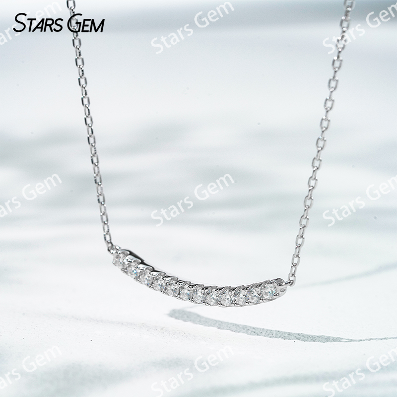 2mm Round Brilliant Cut Moissanite S925 Sterling Silver Diamond Pendant Necklace