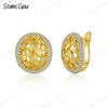Vintage Cross-weave Typ S925 Sterling Silver Earring Round Brilliant Cut Moissanite Stud Earrings