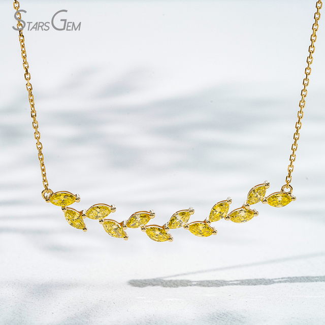 2.5×5mm Marquise Cut Yellow Lab Grown Diamond 18K Yellow Gold Diamond Pendant Necklace