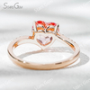 8×8mm Heart Cut Lab Grown Sukura Pink Sapphire 18K Rose Gold Pave Engagement Ring