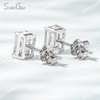 6.6×4.7mm Octagon Emerald Cut Lab Grown Diamond 4 Prongs 18K Gold Diamond Stud Earrings