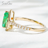 7×10​mm Pear Cut Lab Grown Emerald 18K Yellow Gold Halo Engagement Ring