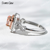7.39×5.54mm Oval Cut Pink Lab Grown Diamond 18K White Gold Halo Engagement Ring