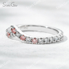 Custom Fancy Design Jewelry 1.8mm Round Brilliant Cut White Pink Lab Grown Diamond PT950 Diamond Eternity Ring