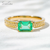 5×7mm Octagon Emerald Cut Lab Grown Emerald 18K Yellow Gold Solitaire Engagement Ring