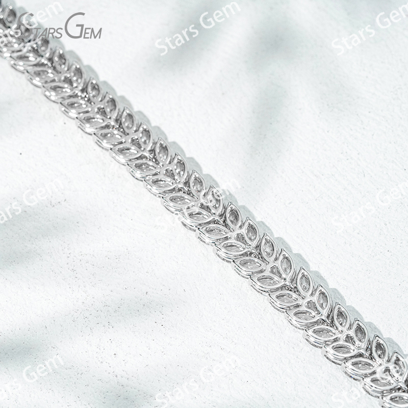 2.5×5mm Marquise Cut Lab Grown Diamond 18K White Gold Tennis Bracelet