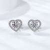 S925 Sterling Silver Heart Shape Round Brilliant Cut Moissanite Diamond Stud Earrings