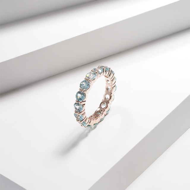 14K Gold Round Brilliant Cut Lab Grown Gemstones Diamond Eternity Rings