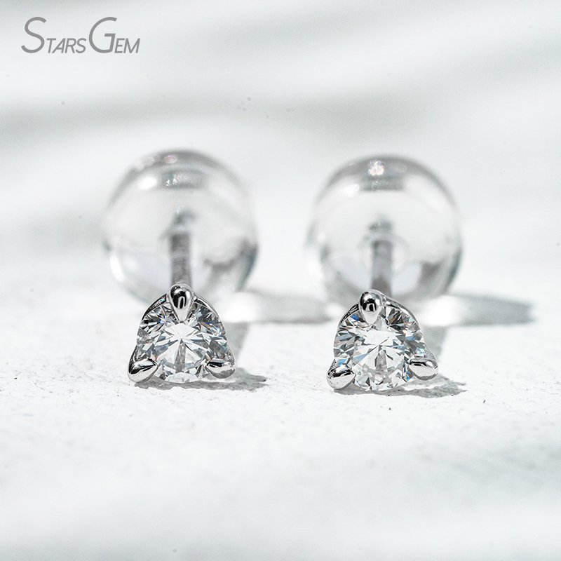 Starsgem 0.1ct & 0.2ct Round Brilliant Cut Lab Grown Diamond 10K Gold Diamond Stud Earrings