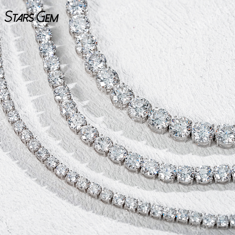 StarsGem 1.4-4.1mm Round Brilliant Cut Lab Grown Diamond 10K Gold Tennis Bracelets