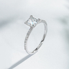 18K White Gold Pavé Set 1 carat Princess Shaped Lab Diamond Engagement Ring