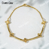 18K Solid Gold Flower Shape 3.2mm Round Brilliant Cut Lab Diamond Bracelet