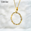 1.0mm Round Brilliant Cut DEF VS Lab Grown Diamond Circle Shape Pendant 18K Gold Necklace