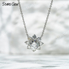 1.0ct 6.5mm Round Brilliant Cut DEF VS Lab Grown Diamond Sunflower Pendant 18K White Gold Necklace