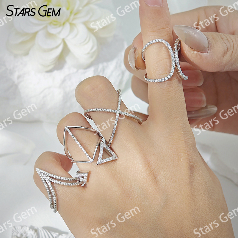S925 Sterling Silver Round Brilliant Cut Fancy Design Moissanite Ring Eternity ring 