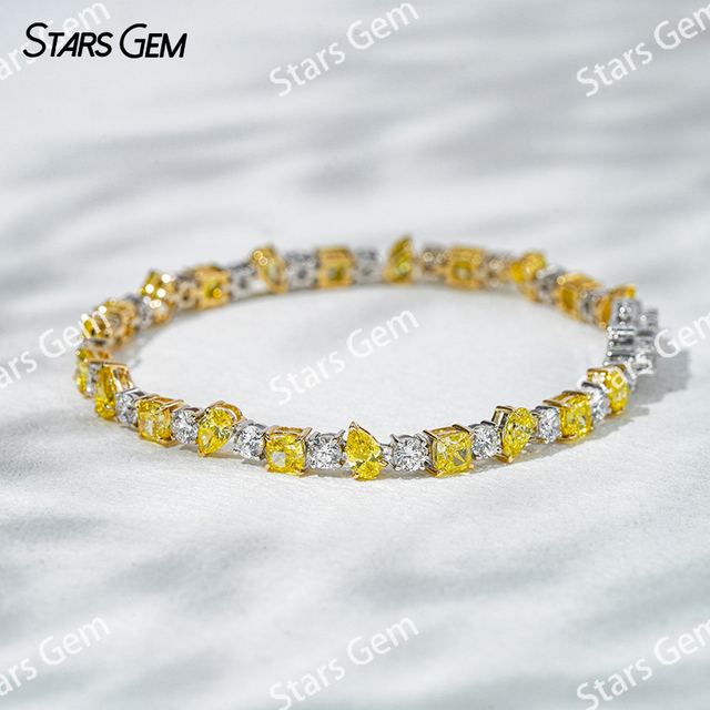 18K White Gold Fancy Shape Lab Grown Diamond Bracelet