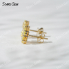18K Yellow Gold Flower Shape Pear Cut Fancy VIVID Yellow Lab Grown Diamond Stud Earrings