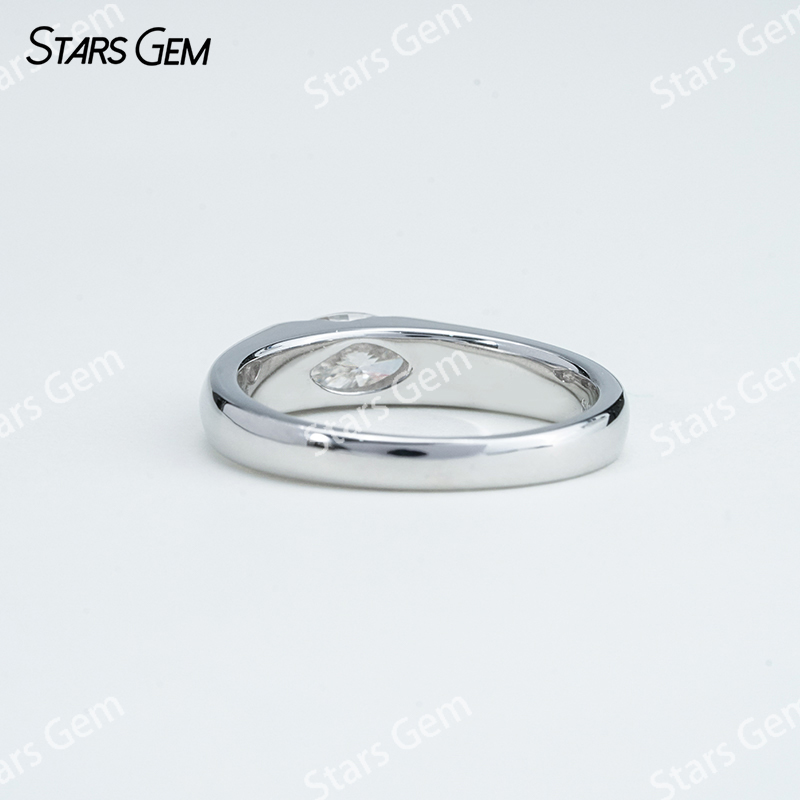 5×10mm Marquise Cut Moissanite S925 Sterling Silver Solitaire Engagement Ring