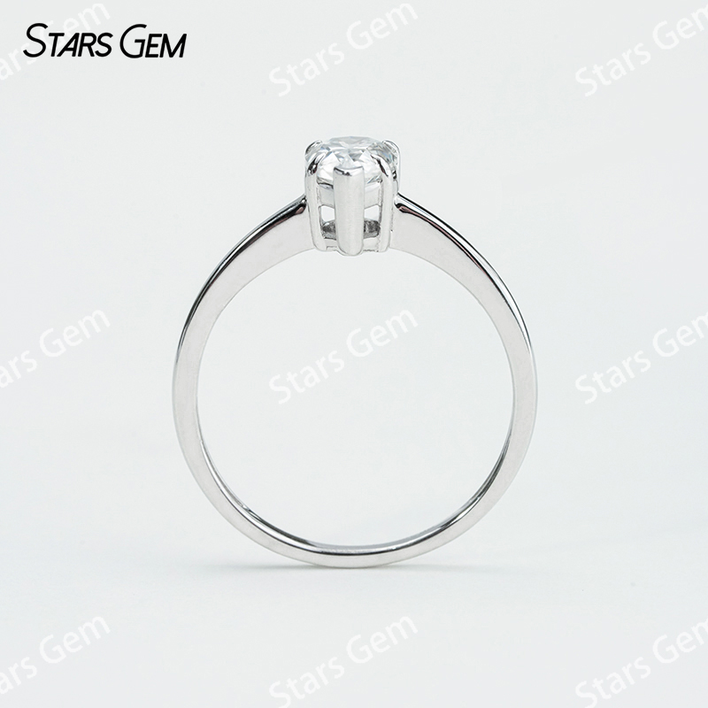5×8mm Pear Cut Moissanite S925 Sterling Silver Solitaire Engagement Ring