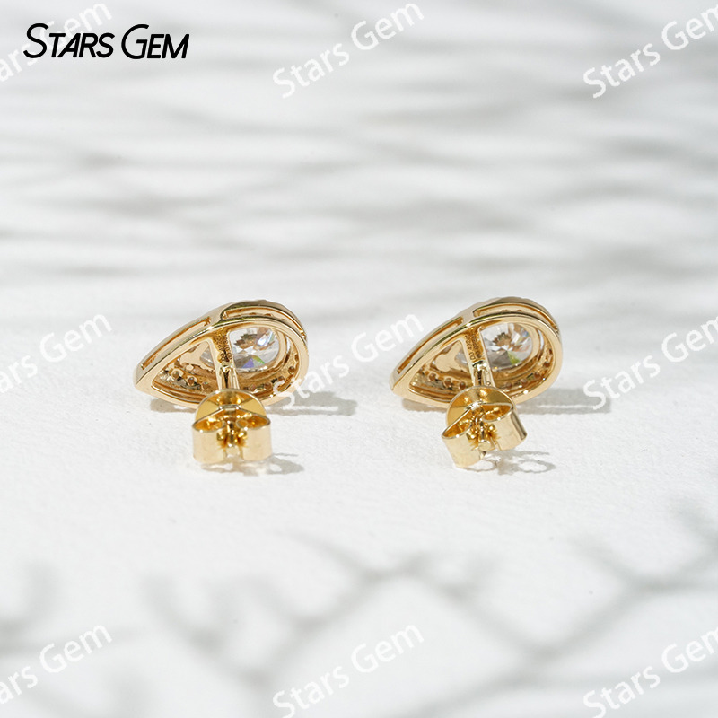 6.5×4.5mm Pear Cut Lab Grown Diamond 18K Yellow Gold Diamond Stud Earrings