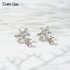 4.1mm Round Brilliant Cut Lab Grown Diamond Snowflake Shape 18K Gold Diamond Stud Earrings