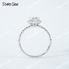 7×7mm Heart Cut Moissanite S925 Sterling Silver Halo Engagement Ring