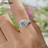 6mm Round Brilliant Cut Moissanite S925 Sterling Silver Halo Engagement Ring