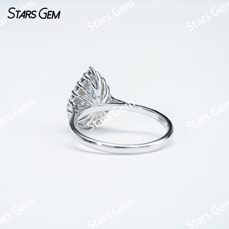 6×9mm Pear Cut Moissanite S925 Sterling Silver Halo Engagement Ring