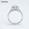 5×8mm Pear Cut Moissanite S925 Sterling Silver Halo Engagement Ring