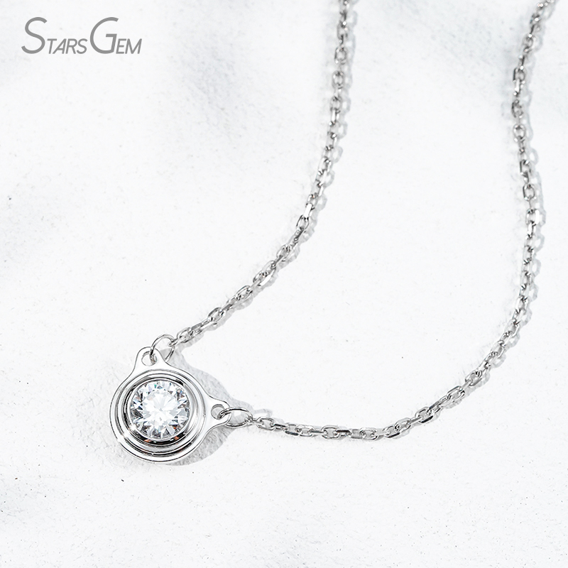 5.19mm Round Brilliant Cut Lab Grown Diamond Bezel Set PT950 Diamond Pendant Necklace