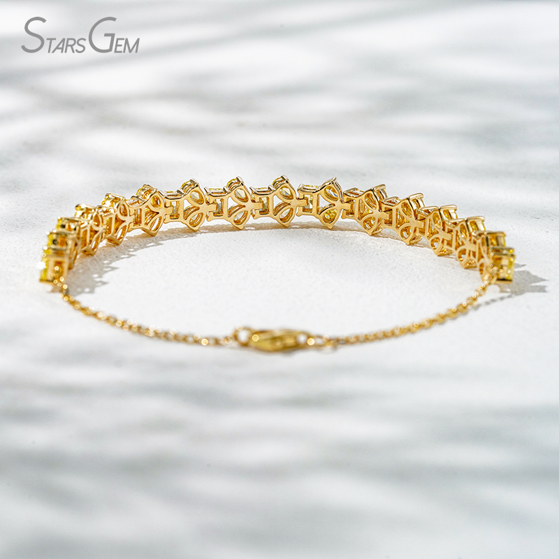 2.5×3.5mm Radiant Cut & Pear Cut Yellow Lab Grown Diamond 18K Yellow Gold Diamond Bracelet