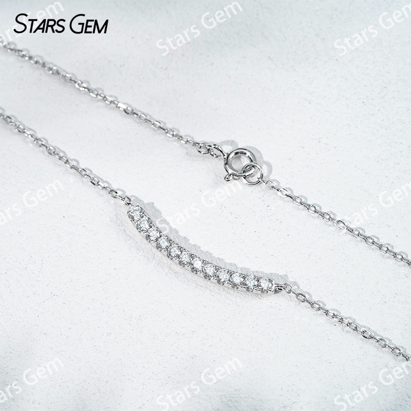 2mm Round Brilliant Cut Moissanite S925 Sterling Silver Diamond Pendant Necklace