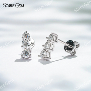 2.5mm & 2.75mm & 3mm Round Brilliant Cut Moissanite S925 Sterling Silver Diamond Stud Earrings