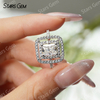 6×8mm Radiant Cut Moissanite S925 Sterling Silver Halo Engagement Ring
