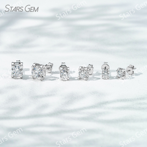 4mm & 5mm & 6.5mm Round Brilliant Cut Moissanite S925 Sterling Silver Diamond Stud Earrings