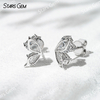 5×5mm Heart Cut & 3×5mm Pear Cut Lab Grown Diamond Butterfly Shape Design 18K White Gold Diamond Stud Earrings