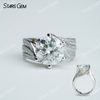 11mm Round Brilliant Cut Moissanite 6 Prongs S925 Sterling Silver Pave Engagement Ring