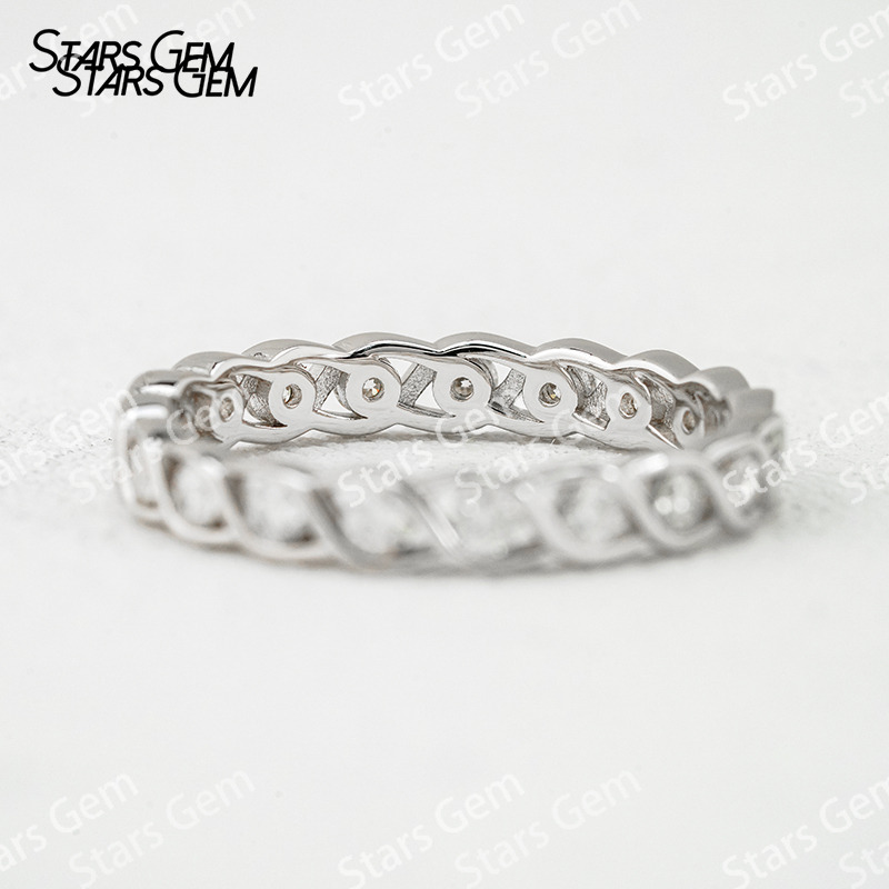 1.8mm Round Brilliant Cut Moissanite S925 Sterling Silver Diamond Eternity Ring