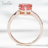 8×8mm Heart Cut Lab Grown Sukura Pink Sapphire 18K Rose Gold Pave Engagement Ring