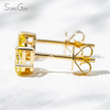 3×4.5mm Pear Cut Yellow Color Lab Grown Diamond Heart Shape Design 18K Yellow Gold Diamond Stud Earrings
