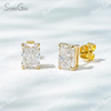 6.9×5mm Radiant Cut Lab Grown Diamond 4 Prongs 18K Gold Diamond Stud Earrings