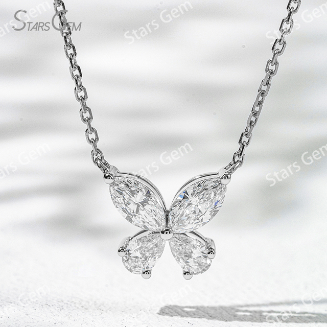 3.6×7mm Marquise Cut & 3×5mm Pear Cut Lab Grown Diamond 18K Gold Diamond Pendant Necklace