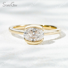 5.5×7.7mm Oval Cut Lab Grown Diamond 14K Yellow Gold Tension Set Solitaire Engagement Ring