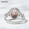 7.39×5.54mm Oval Cut Pink Lab Grown Diamond 18K White Gold Halo Engagement Ring