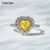 5.38×6.09mm Heart Cut Yellow Lab Grown Diamond 18K White Gold Halo Engagement Ring