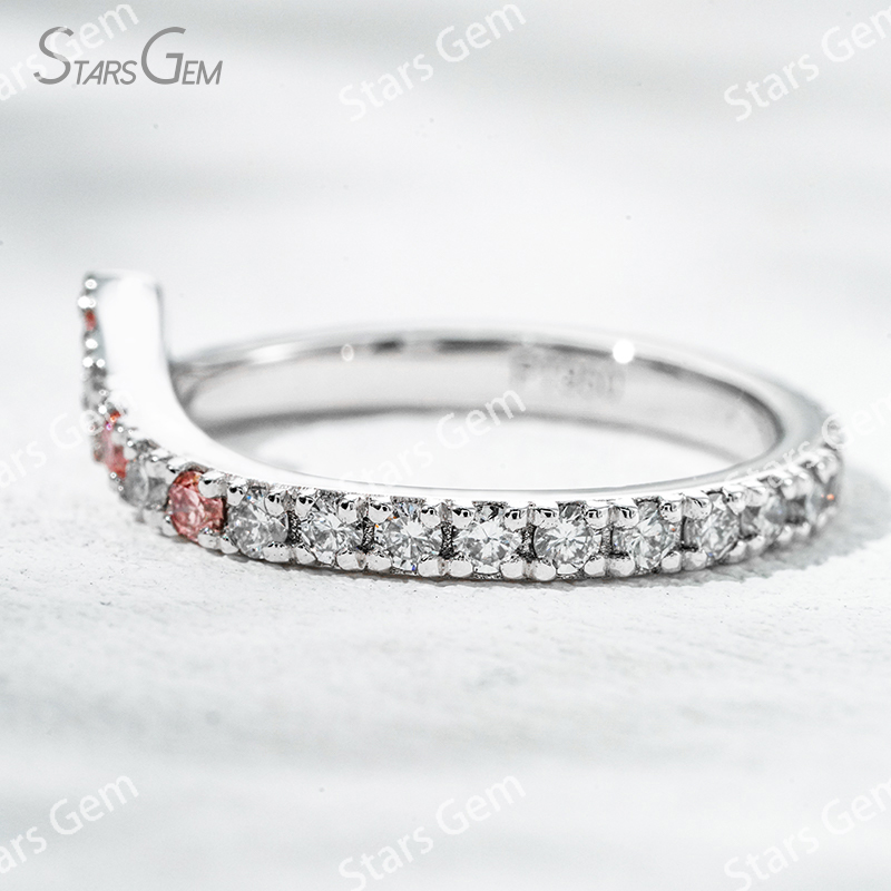 Custom Fancy Design Jewelry 1.8mm Round Brilliant Cut White Pink Lab Grown Diamond PT950 Diamond Eternity Ring
