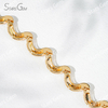 1.2mm Round Brilliant Cut Lab Grown Diamond Unique Wave Like Design 18K Yellow Gold Diamond Bracelet