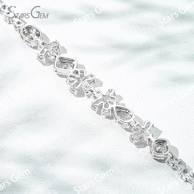 Fancy Shape Lab Grown Diamond 18K White Gold Diamond Bracelet