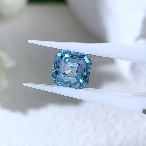 Fancy Blue Color Asscher Cut CVD Lab Grown Diamond with IGI